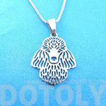 French Poodle Shape Cut Out Pendant Necklace in Silver