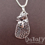 Whippet Greyhound Dog Shaped Cut Out Pendant Necklace