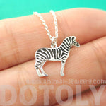 Zebra Shaped Charm Necklace in Silver | Animal Jewelry