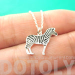 Zebra Shaped Charm Necklace in Silver | Animal Jewelry