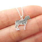 Zebra Shaped Charm Necklace in Silver | Animal Jewelry