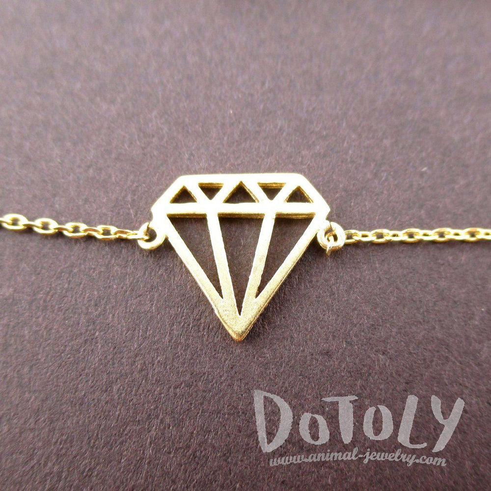 Diamond Outline Shaped Dye Cut Charm Bracelet in Gold | DOTOLY
