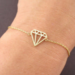 Diamond Outline Shaped Dye Cut Charm Bracelet in Gold | DOTOLY