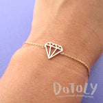 Diamond Outline Shaped Dye Cut Charm Bracelet in Rose Gold | DOTOLY