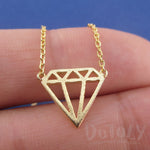 Diamond Dye Cut Outline Shaped Pendant Necklace in Gold