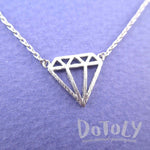 Diamond Outline Shaped Dye Cut Pendant Necklace in Silver | DOTOLY