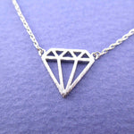 Diamond Outline Shaped Dye Cut Pendant Necklace in Silver | DOTOLY