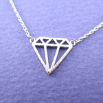 Diamond Outline Shaped Dye Cut Pendant Necklace in Silver | DOTOLY