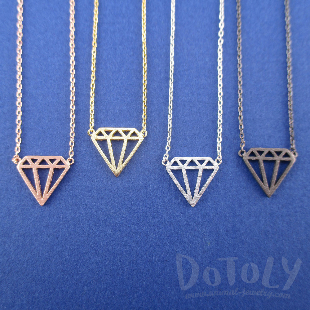 Diamond Dye Cut Outline Shaped Pendant Necklace | Gifts For Her