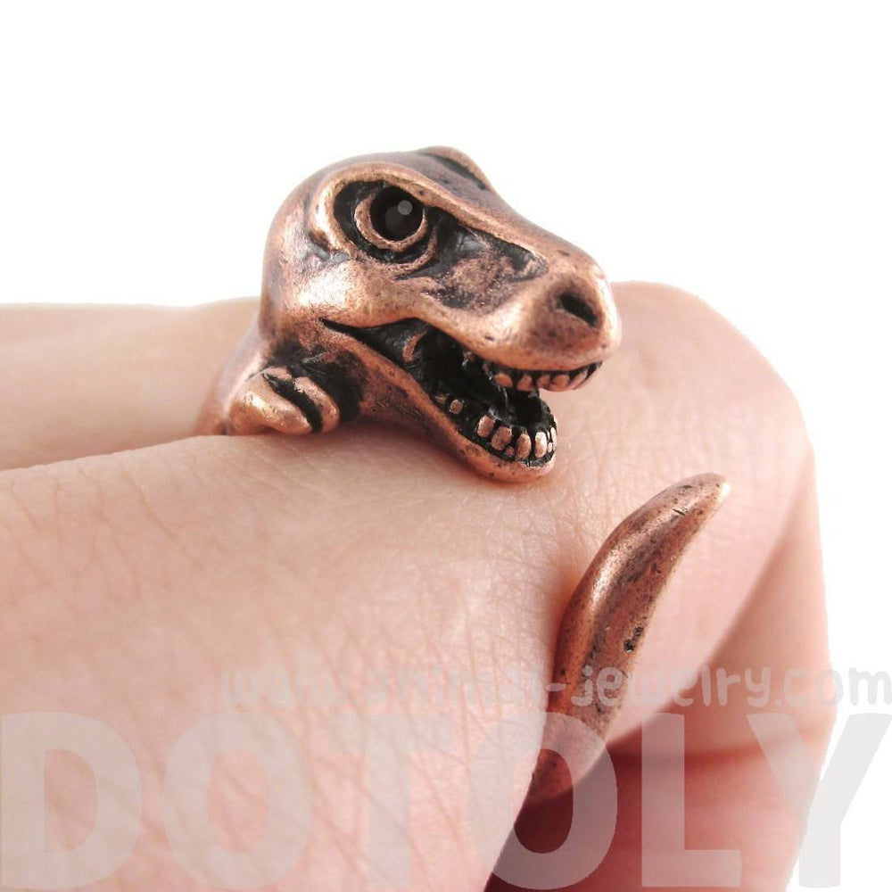 Dinosaur T-Rex Prehistoric Animal Wrap Ring in Copper