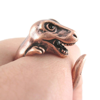 Dinosaur T-Rex Prehistoric Animal Wrap Ring in Copper