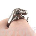Dinosaur T-Rex Shaped Animal Ring in Gunmetal Silver
