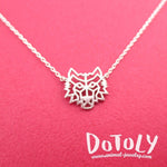 Direwolf Dye Cut Wolf Shaped Pendant Necklace in Silver | DOTOLY
