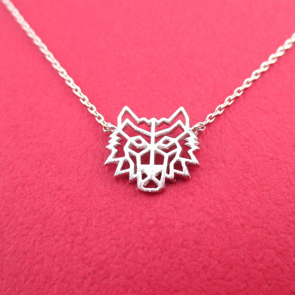 GoT Direwolf Dye Cut Wolf Shaped Pendant Necklace in Silver | DOTOLY