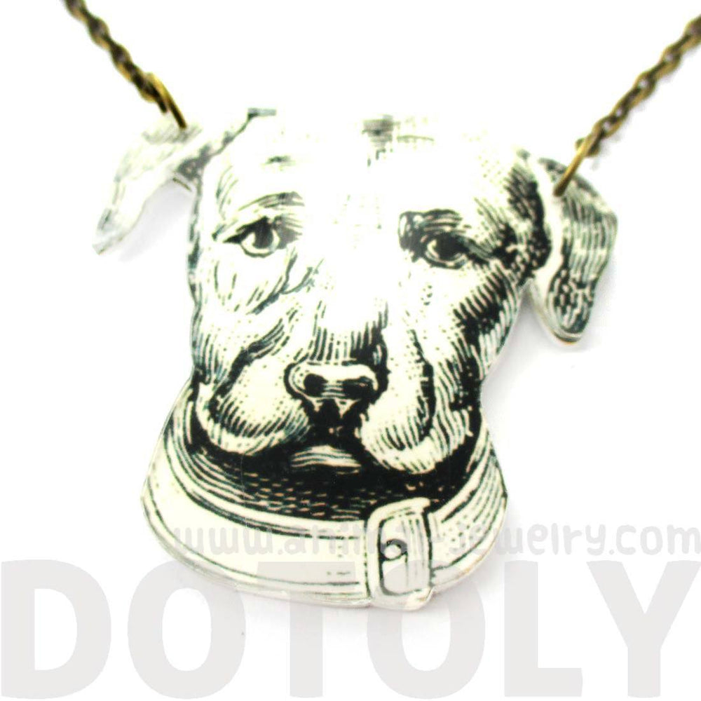 Dog Animal Head Shaped Acrylic Illustrated Pendant Necklace | DOTOLY