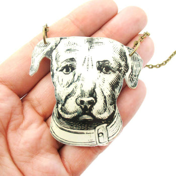 Dog Animal Head Shaped Acrylic Illustrated Pendant Necklace | DOTOLY