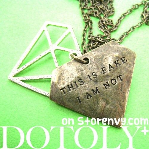 diamond-shaped-this-is-fake-i-am-not-charm-necklace-in-bronze