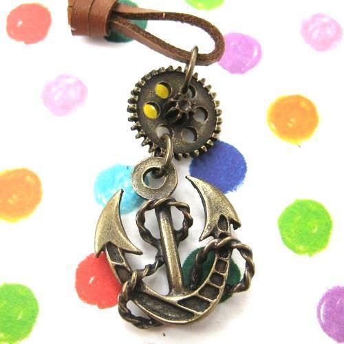 Antique Anchor Steampunk Pendant Necklace in Bronze | DOTOLY | DOTOLY