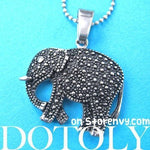 Textured Elephant Pendant Necklace in Silver | Animal Jewelry | DOTOLY