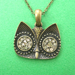 Simple Owl Animal Pendant Necklace in Bronze with Rhinestones on SALE | DOTOLY