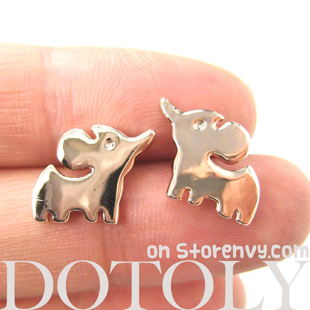 Simple Elephant Shaped Stud Earrings in Rose Gold | DOTOLY | DOTOLY