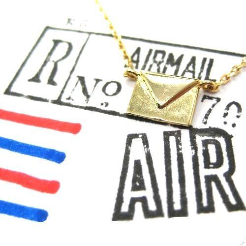 Miniature Envelope Letter Charm Necklace in Gold | DOTOLY | DOTOLY