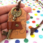 Antique Hotel Key and Leather Luggage Tag Pendant in Brass | DOTOLY