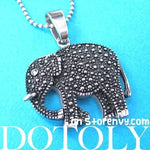 Textured Elephant Pendant Necklace in Silver | Animal Jewelry | DOTOLY