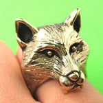 3D Fox Wolf Shaped Adjustable Animal Ring in Shiny Gold | DOTOLY | DOTOLY