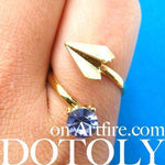 Adjustable Origami Paper Airplane Wrap Ring in Gold with Gemstone Detail | DOTOLY