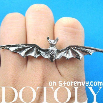 Adjustable Bat Shaped Double Duo Finger Animal Ring in Silver | DOTOLY | DOTOLY