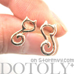 Kitty Cat Animal Outline Shape Stud Earrings in Rose Gold | DOTOLY | DOTOLY