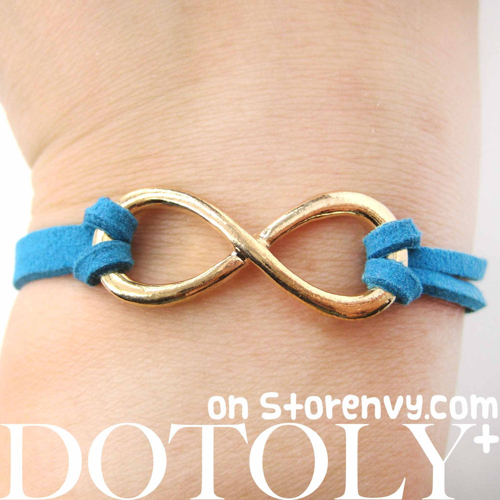 Simple Infinity Loop Pendant Bracelet in Gold on Turquoise | DOTOLY | DOTOLY