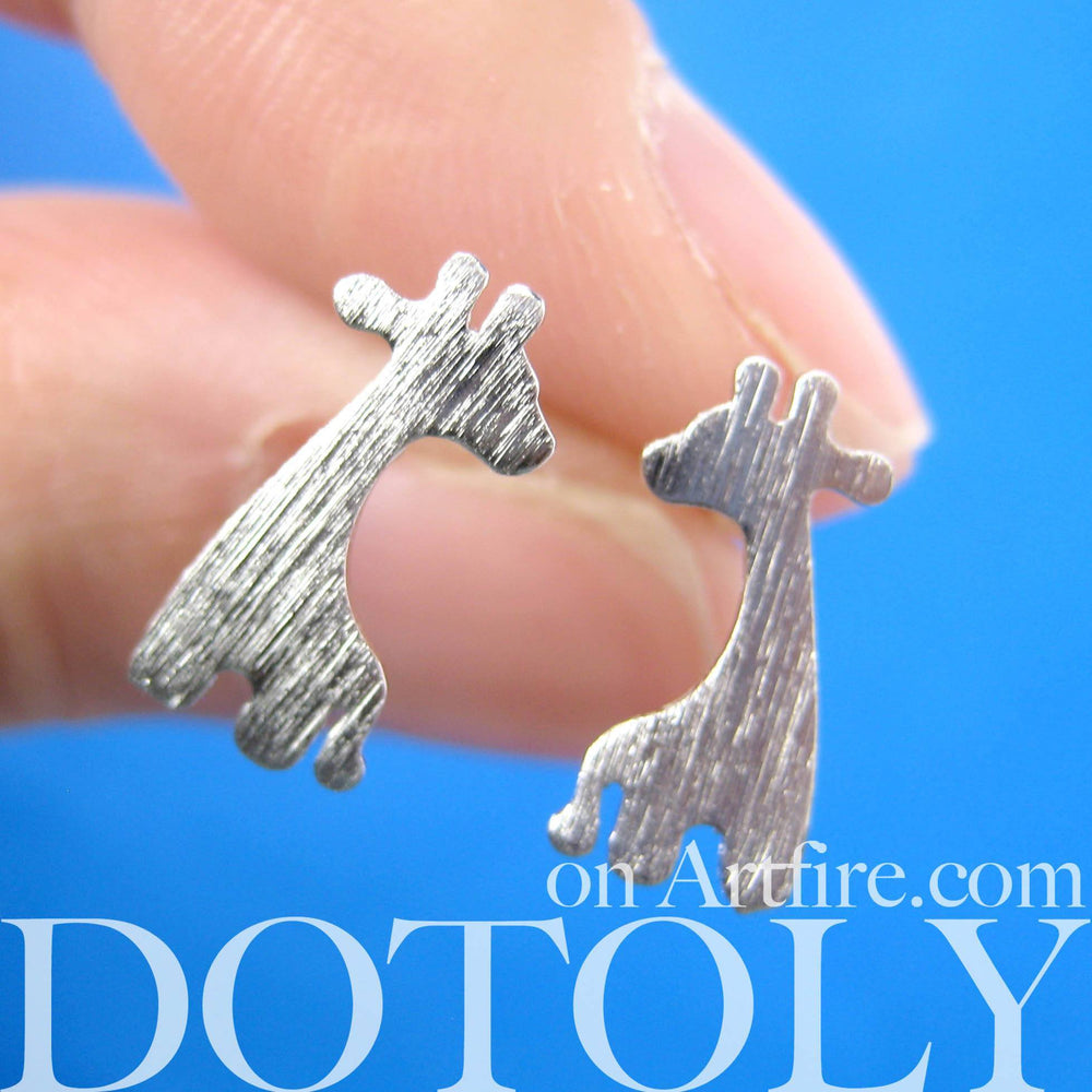 Giraffe Silhouette Shaped Animal Stud Earrings with Allergy Free Earring Posts | DOTOLY