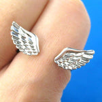 Angel Wings Adjustable Ring with Feather Detail in Silver | DOTOLY