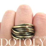 Unique Abstract Wavy Woven Spoon Ring in Brass | DOTOLY | DOTOLY