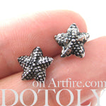 Small Textural Starfish Star Shaped Stud Earrings in Silver | DOTOLY | DOTOLY