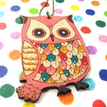 Unique Owl Bird Animal Pendant Necklace Ink on Wood | DOTOLY