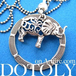 elephant-animal-hoop-round-pendant-necklace-in-silver