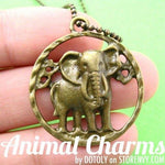 Realistic Elephant Cut Out Animal Pendant Necklace in Bronze on SALE | DOTOLY