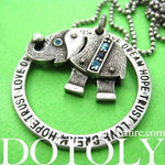 Robot Elephant Animal Pendant Necklace in Silver with Rhinestones | DOTOLY