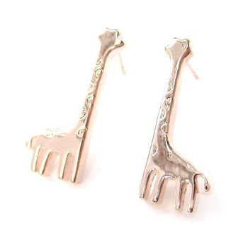 Miniature Giraffe Shaped Animal Stud Earrings in Rose Gold | DOTOLY