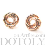 Small Linked Connected Textured Hoops Stud Earrings in Rose Gold | DOTOLY
