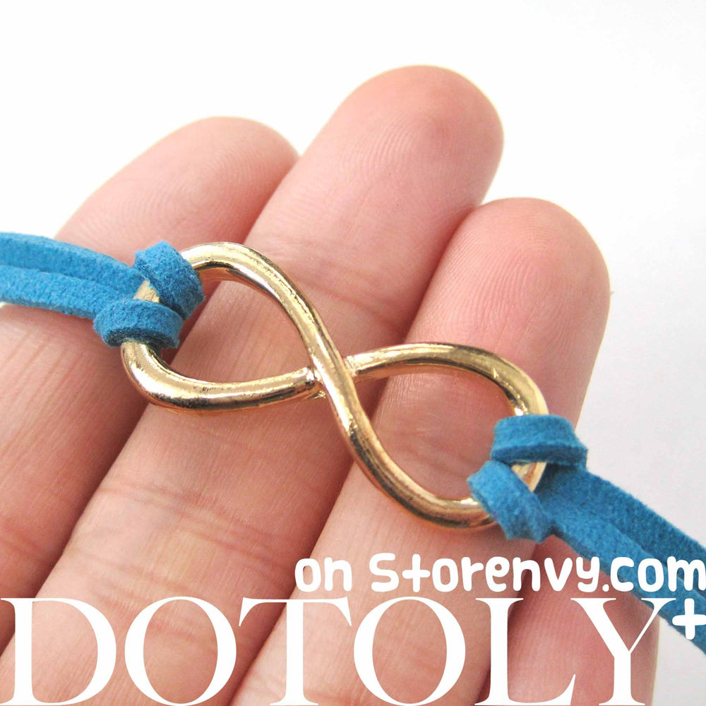Simple Infinity Loop Pendant Bracelet in Gold on Turquoise | DOTOLY | DOTOLY