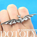 Adjustable Bat Shaped Double Duo Finger Animal Ring in Silver | DOTOLY | DOTOLY