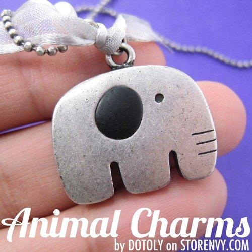 Adorable Elephant Animal Pendant Necklace in Silver on SALE | DOTOLY