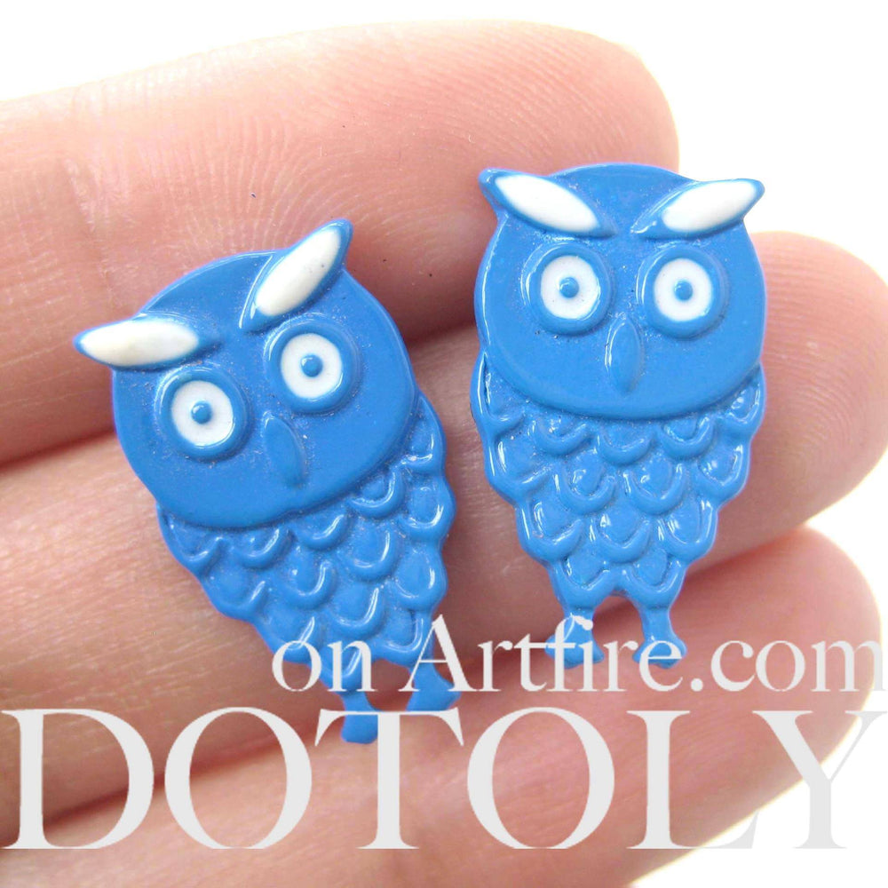 Unique Owl Shaped Stud Earrings in Blue | Animal Jewelry | DOTOLY