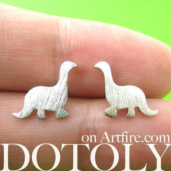 Classic Dinosaur Shaped Stud Earrings in Silver | ALLERGY FREE | DOTOLY