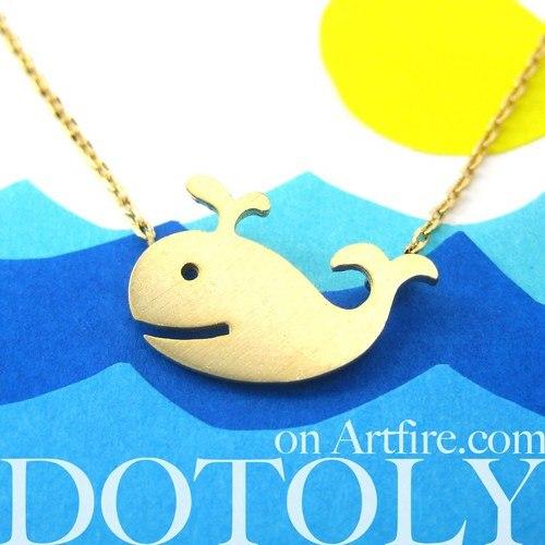 Happy Whale Pendant Necklace In Gold | Animal Jewelry | DOTOLY