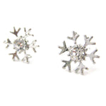 Unique Snowflake Shaped Stud Earrings in Silver with Rhinestones | DOTOLY | DOTOLY